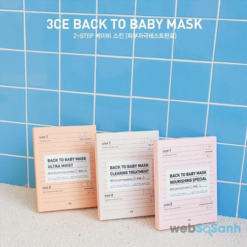 Mặt nạ 3CE Back To Baby Mask 2 bước đang được rất nhiều bạn gái yêu thích
