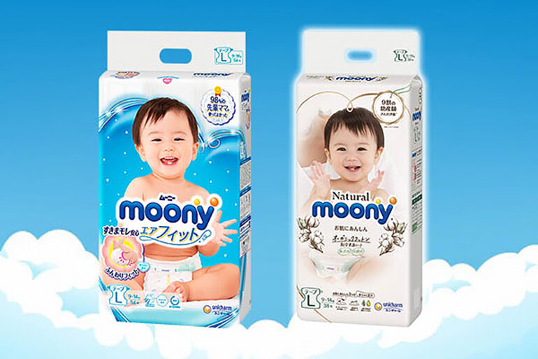 Bỉm Moony cũng là sản phẩm bỉm đắt chất lượng tốt cho bé từ 0-2 tuổi của Nhật