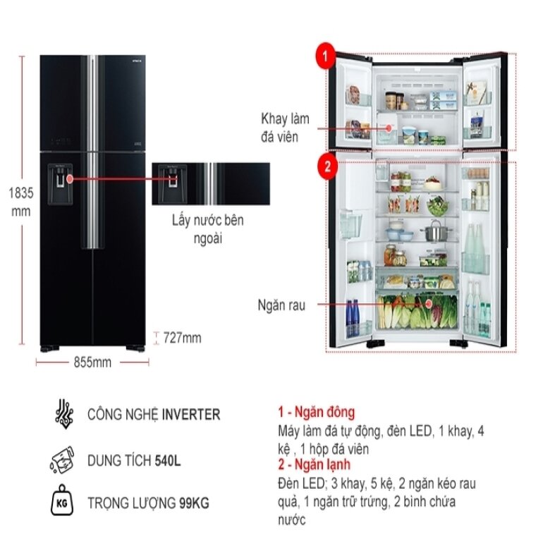 Tủ lạnh Hitachi R-FW690PGV7X