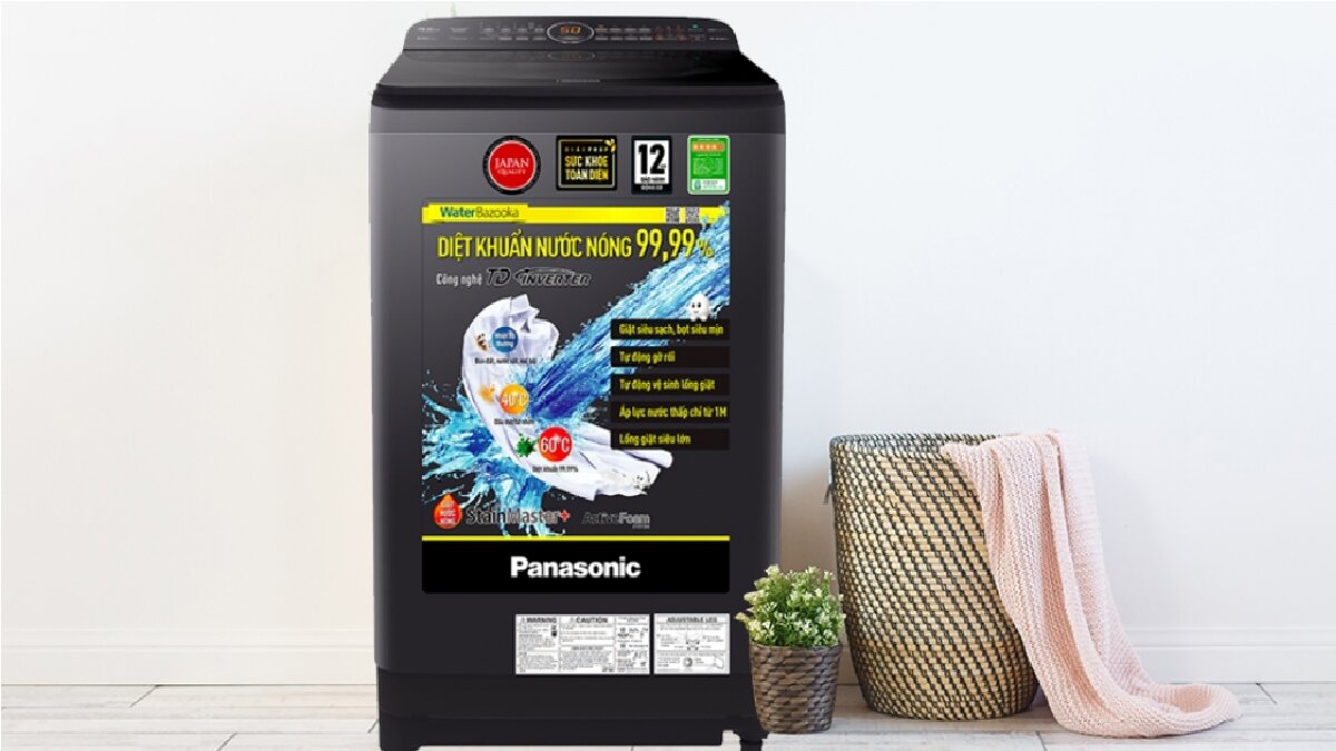 máy giặt Panasonic NA-F90A9BRV với gam màu đen sang trọng