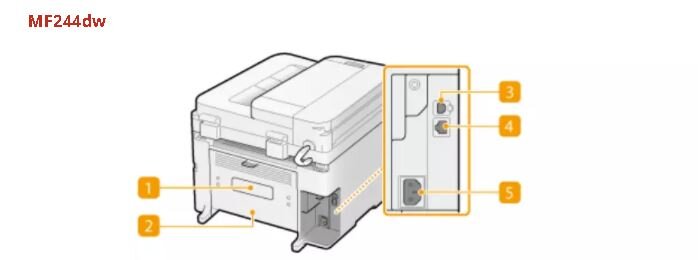 Cấu tạo cơ bản của máy in Canon MF244DW mặt sau