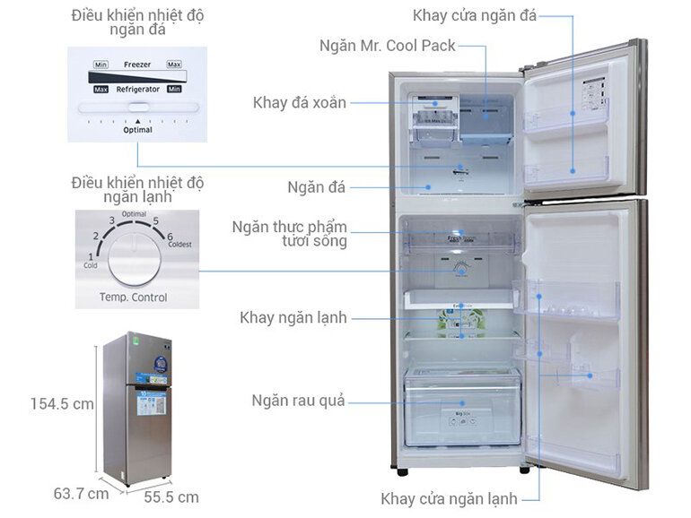 Tủ lạnh Samsung Inverter RT22FARBDSA, dung tích 236 lít