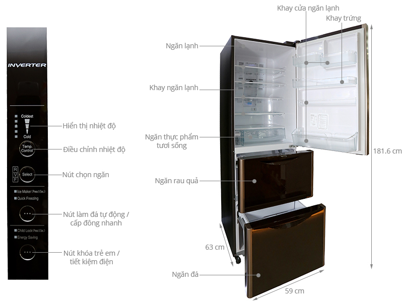 Tủ lạnh 3 cửa Hitachi R-SG37BPG