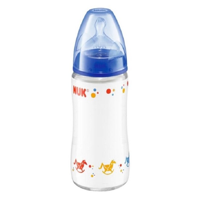 Bình sữa Nuk cổ rộng 300ml núm silicon