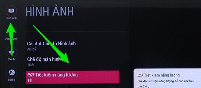 chế độ tiết kiệm điện cho tivi lg