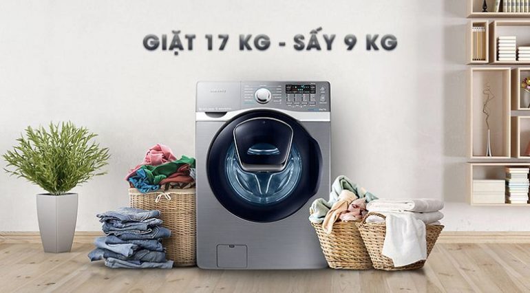 Samsung Add Wash WD17J7825KP/SV là chiếc máy giặt sấy 2 in 1 có khối lượng giặt lớn