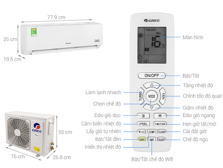 điều hòa Gree 1 chiều Inverter 9000btu GWC09PB-K3D0P4