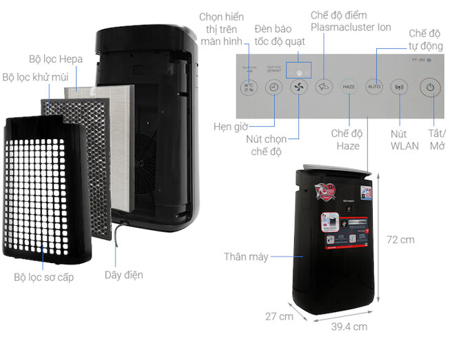 Máy lọc không khí Sharp fp-j80ev-h được trang bị hệ thống 3 màng lọc giúp làm sạch không khí một cách hiệu quả.