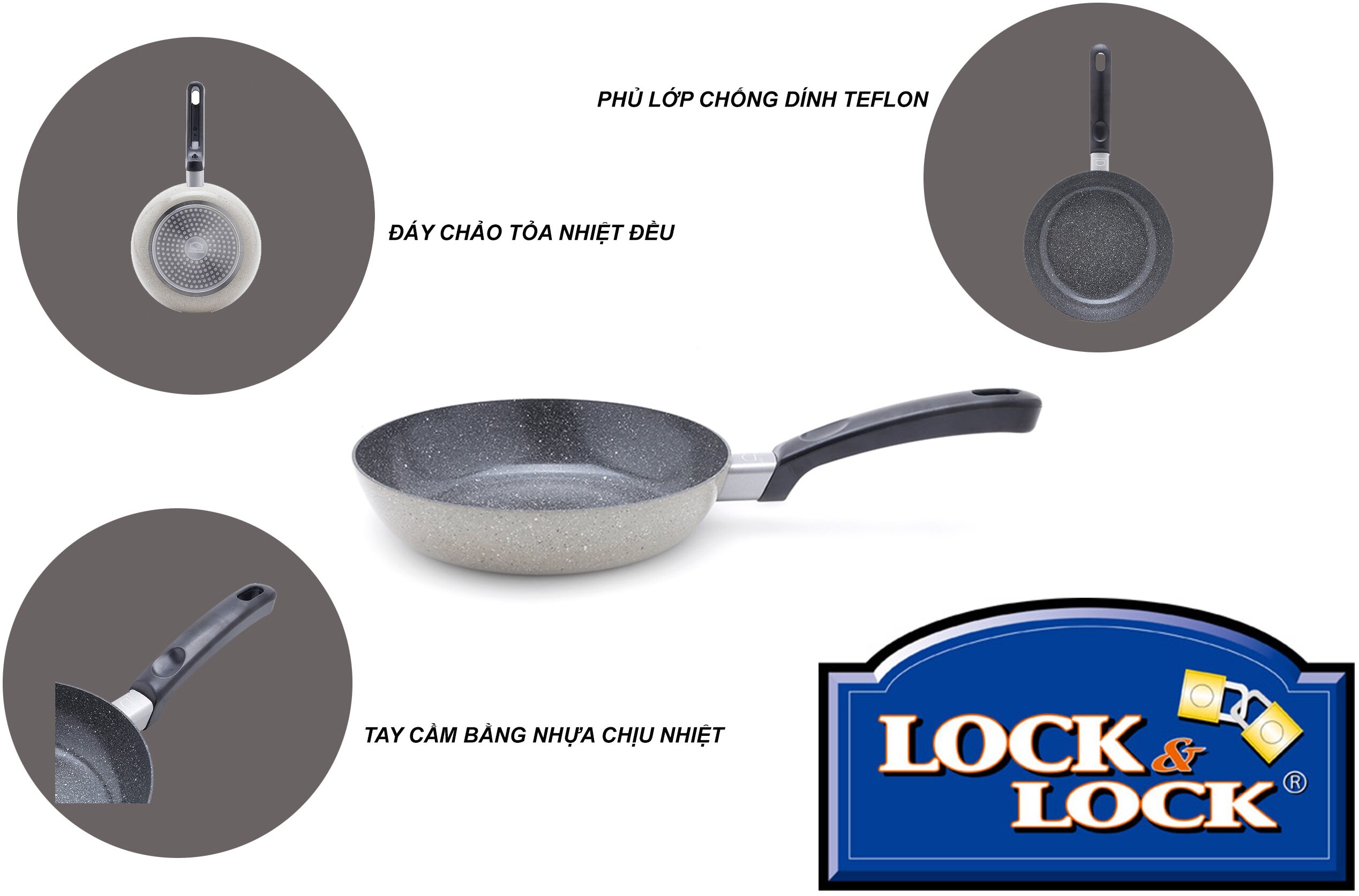 Chảo Lock&Lock Stone LCA6243D 24cm có thiết kế cứng cáp và dày dặn