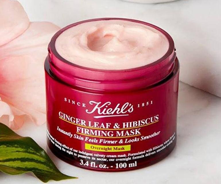 Kiehl's Leaf & Hibiscus Firming Mask with ginger extract.