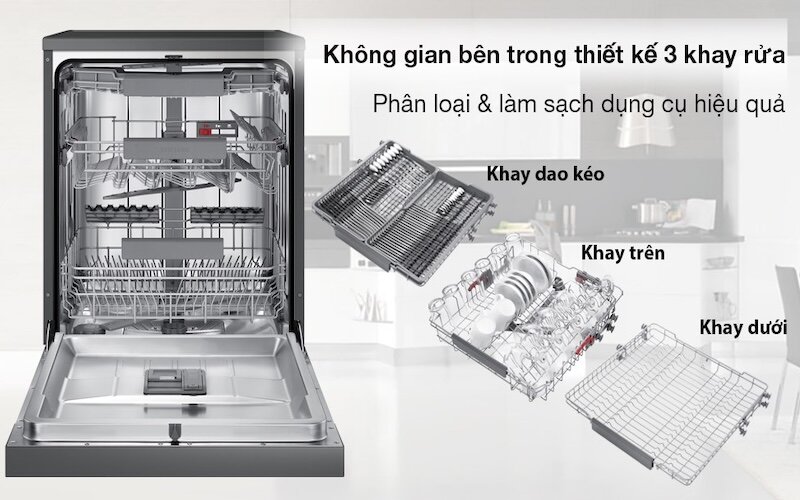 Khám phá thiết kế bên trong máy rửa bát Samsung DW60CG550FSG/SV