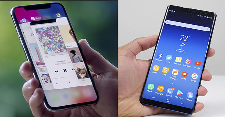 So sánh về thiết kế của iPhone X và Samsung Galaxy Note 8