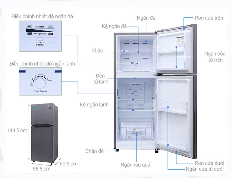 Tủ lạnh Samsung Digital Inverter RT19M300BGS - 208 lít