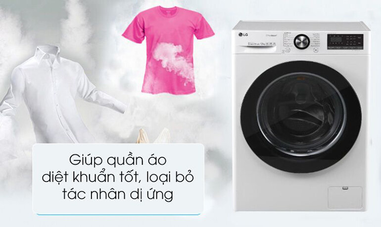 Chế độ giặt nước nóng giúp hòa tan bột giặt một cách nhanh chóng và hoàn toàn, tiêu diệt bỏ vi khuẩn, nấm mốc.