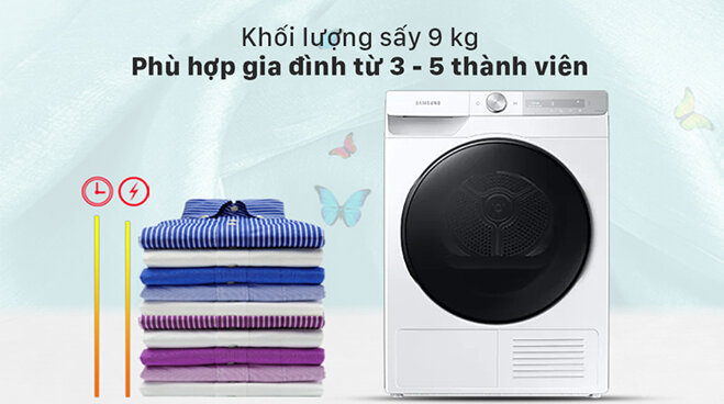 Máy sấy Samsung AI Heatpump 9Kg DV90T7240BH/SV