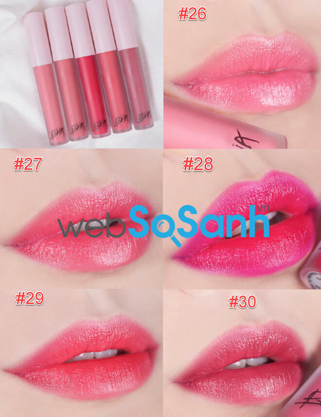 Bảng màu son Bbia Last Velvet Lip Tint Version 6