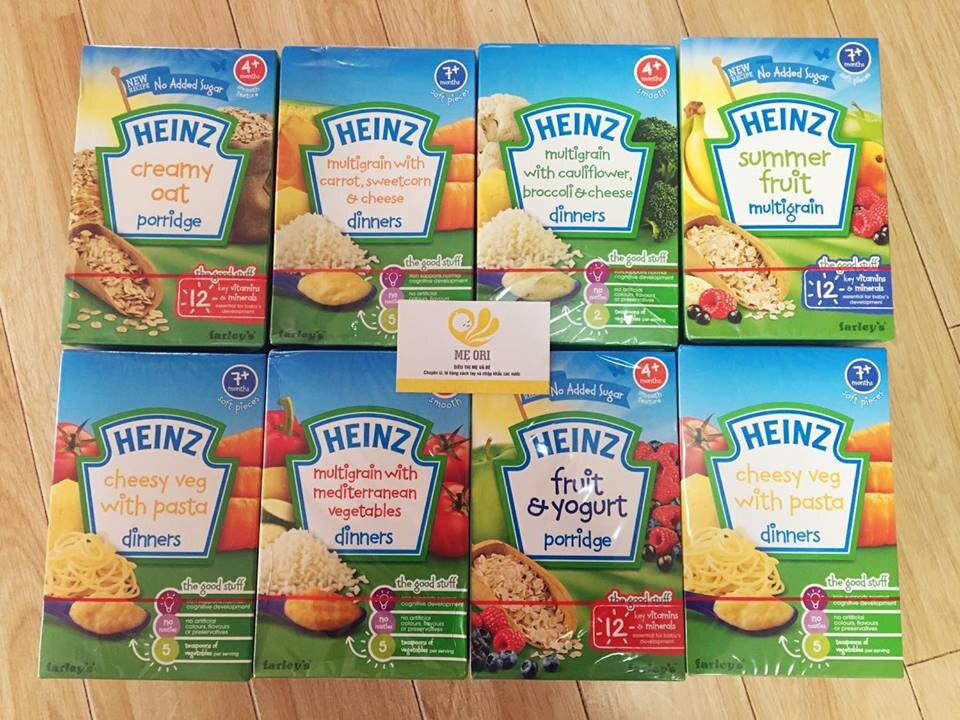 Bột ăn dặm Heinz có nhiều sản phẩm cho bé từ 4 tháng đến hơn 1 tuổi 