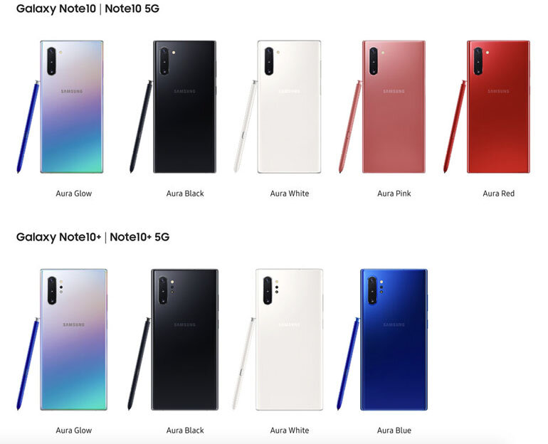 Samsung Galaxy Note10 - Note 10 Plus Có Những Màu Nào? Giá Chính Hãng Tại  Việt Nam Bao Nhiêu Tiền? | Websosanh.Vn