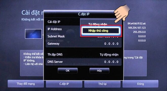 Xem lại cài đặt IP trên tivi
