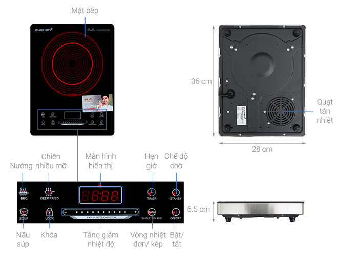 Sản phẩm bếp hồng ngoại đơn Cuchen CHR-F160VN 2200W