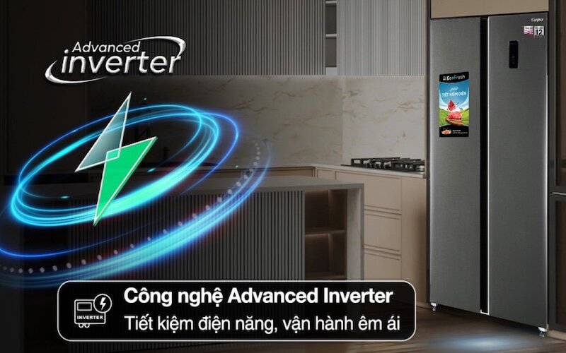 Tủ lạnh Casper Inverter 458 lít RS-460PG thiết kế tinh tế và đẹp mắt