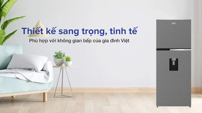 Thiết kế tủ lạnh Beko RDNT401I50VDS đẹp mắt, tiện lợi với ngăn lấy nước mát bên ngoài 