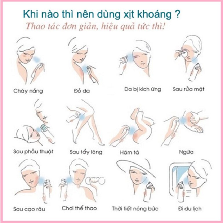 Xịt khoáng để làm gì? Khám phá 8 công dụng tuyệt vời của xịt khoáng