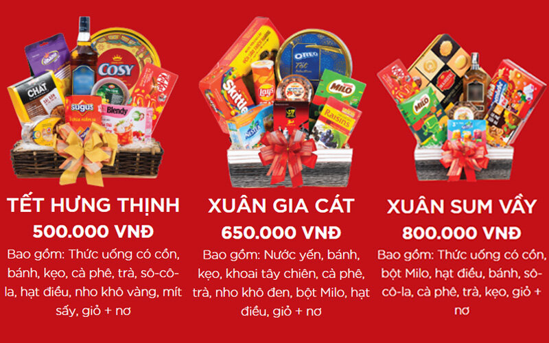 Các mẫu giỏ bánh kẹo Tết 500k