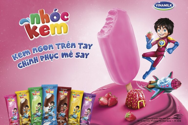 Kem nhóc kem que 7 vị của Vinamilk - Giá tham khảo: 6.611 vnd/que 70ml