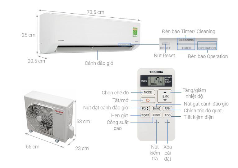 Điều hòa máy lạnh Toshiba Inverter 1 HP RAS-H10D1KCVG-V - Giá rẻ nhất: 6.680.000 vnđ