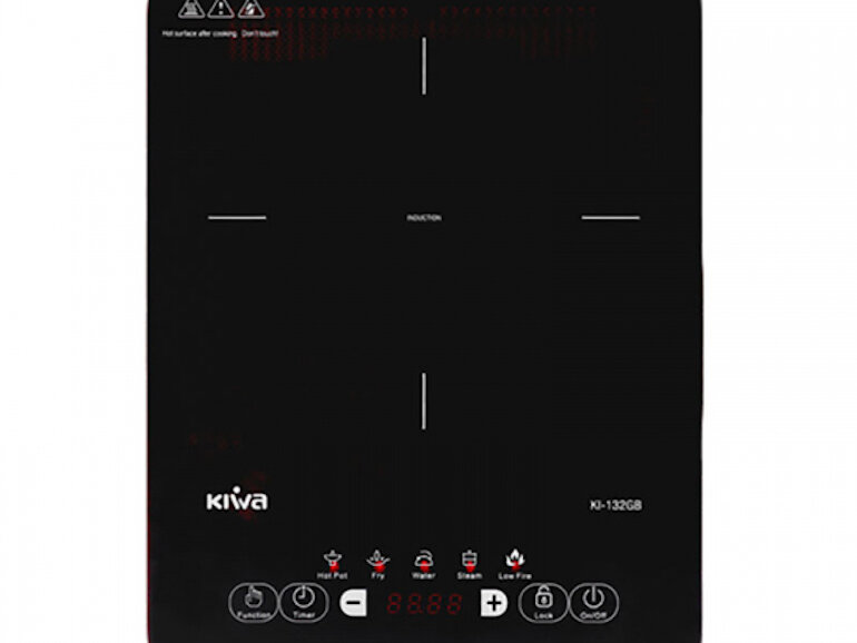 Bếp từ Kiwa KI-132GB có thiết kế 1 vùng nấu nhỏ gọn thích hợp cho căn bếp nhỏ, hẹp.
