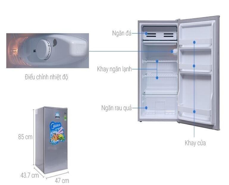 Tủ lạnh Midea HS-122SN 98L