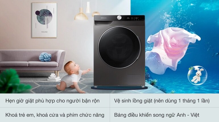 Máy giặt sấy Samsung 12 kg WD12TP34DSX/SV