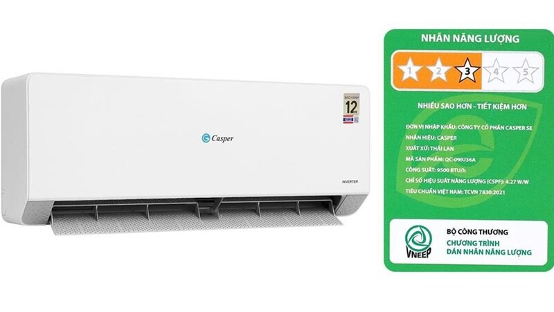 Điều hòa Casper 9000 BTU inverter QC-09IU36A mới 2025 hấp dẫn người dùng bởi loạt trang bị ấn tượng