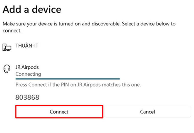 kết nối airpod với laptop