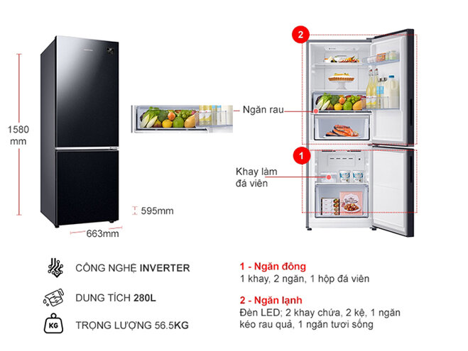 Tủ lạnh Samsung 280 lít RB27N4010BU/SV