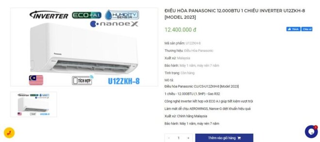 điều hòa Panasonic CU/CS-U12ZKH-8