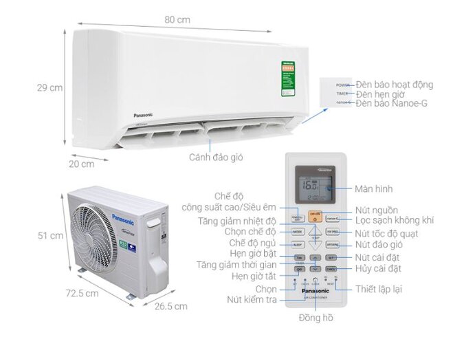 Điều hòa Panasonic Inverter 1 HP CU/CS-PU9UKH-8 - Giá tham khảo: 8.200.000 vnđ - 11.000.000 vnđ