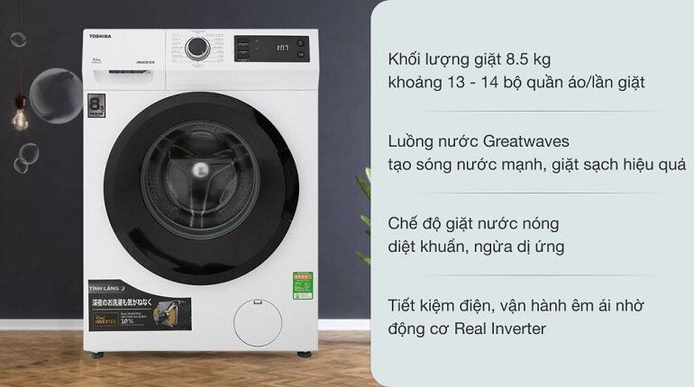 Máy giặt Toshiba Inverter 8.5 Kg TW-BH95S2V WK có giá 6.690.000 tham khảo tại websosanh.vn