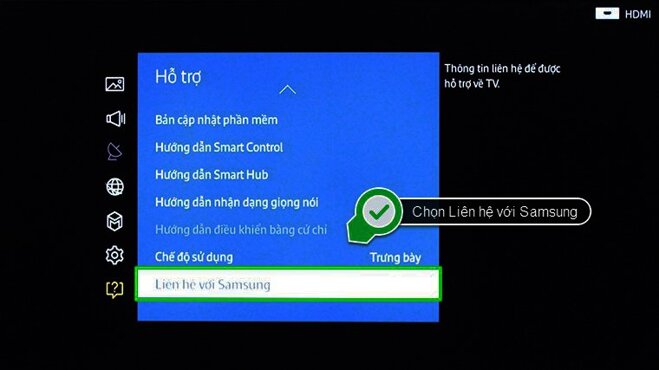 Tiếp theo đó, chọn Liên hệ với Samsung