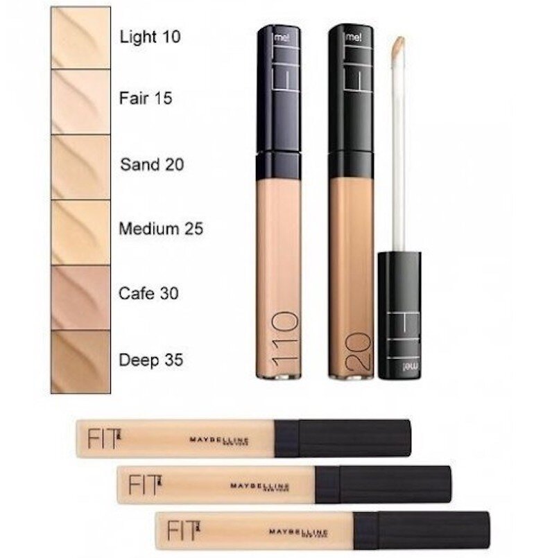 Bảng 7 màu kem che khuyết điểm Maybelline Fit Me