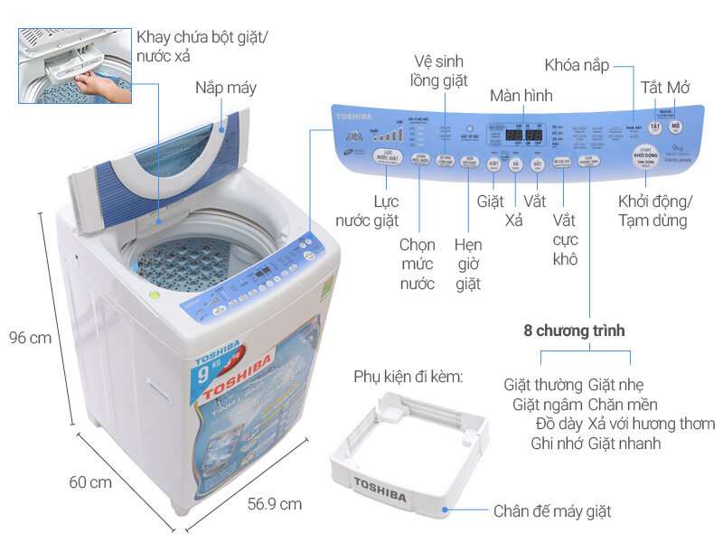 Máy giặt lồng đứng Toshiba AW-DC1005CV