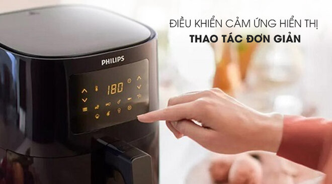 Nồi chiên không dầu Philips hd9252/90 sử dụng dòng khí nóng Rapid Air giúp chiên rán thức ăn với lượng dầu thêm vào vô cùng ít,