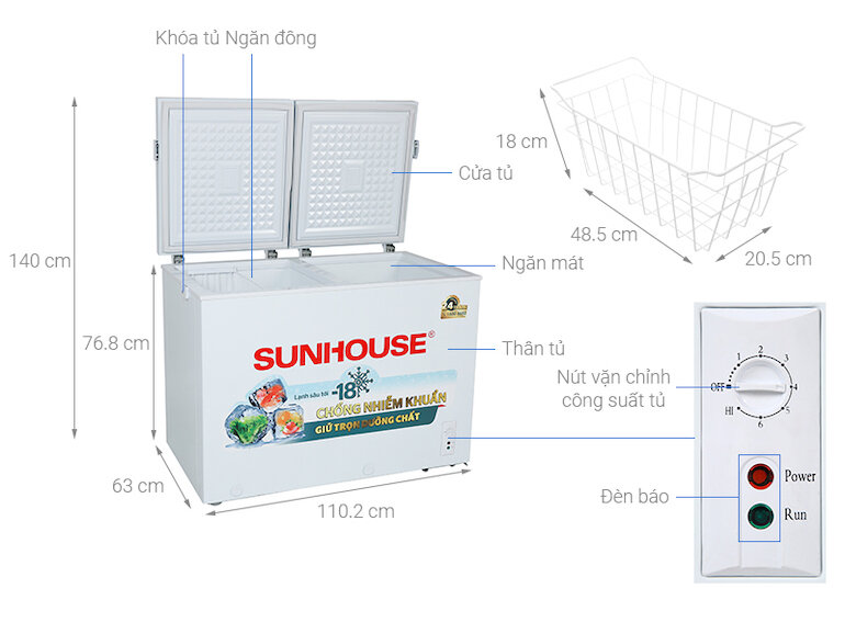 Tủ đông Sunhouse 255 lít SHR-F2362W2