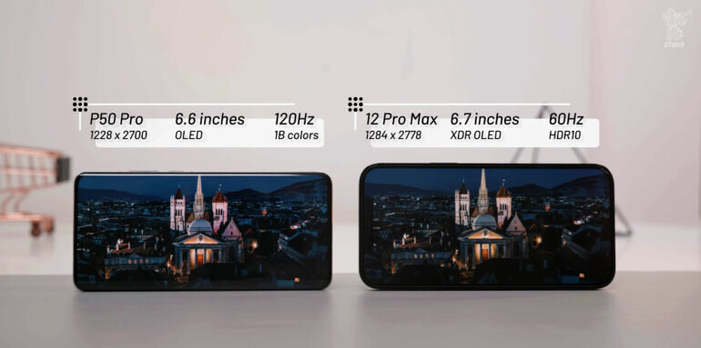 iPhone 12 Pro Max và Huawei P50 Pro. 