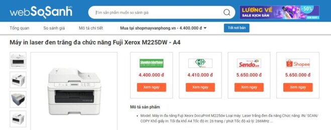 Giá máy in Fuji Xerox M225DW bao nhiêu tiền?