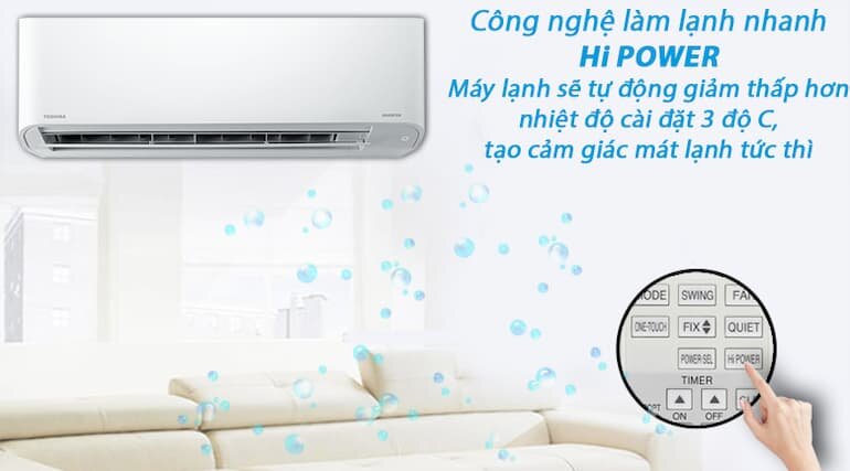 Điều hòa Toshiba RAS-H18C3KCVG-V với khả năng làm lạnh cao với công nghệ Hi Power