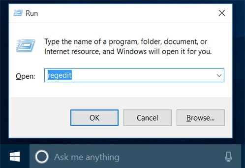 type regedit