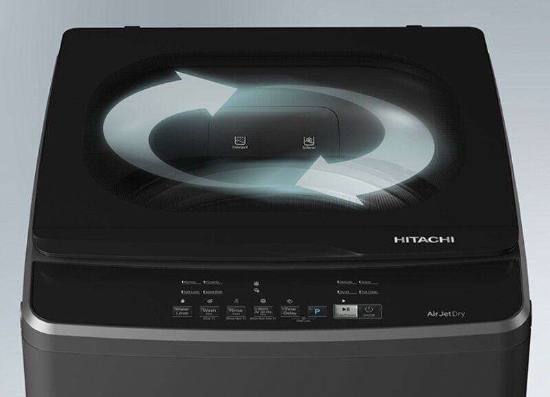 Máy giặt Hitachi Inverter 9 kg LTL 09MV00(GG) giá chỉ 5,99 triệu đồng mà có tính năng sấy gió cực tiện lợi