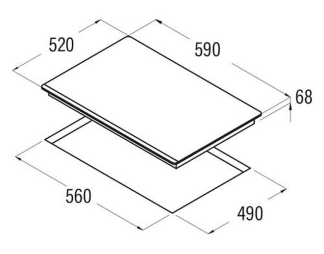 Kích thước bếp từ 3 vùng nấu Cata IF 6011 BK